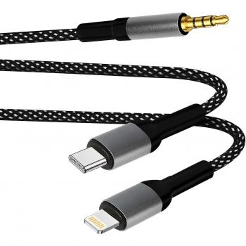 Adaptador USB-C + Lightning a Jack 3,5 mm para iPhone - LinQ