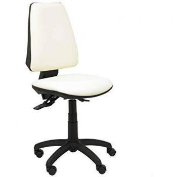 Piqueras y Crespo Silla de Oficina ergonómica con Mecanismo sincro, Regulable en Altura y Ruedas de Nylon Asiento y Respaldo tapizados en similpiel Color Blanco Modelo 14S