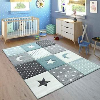 Alfombra Infantil 3D Lunares Con Estrellas - Diseño en lunares y estrellas, colores pastel, dimensiones de 80x150 cm, ideal para habitaciones infantiles