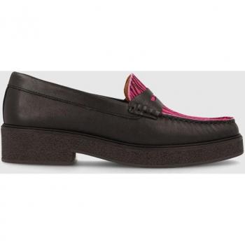 Mocasines de mujer Lodi BOG2170INO combinados en piel de color negro y estampado animal print