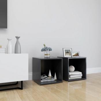 Mueble de TV 2 piezas gris 37x35x37 cm madera multicapa aglomerado