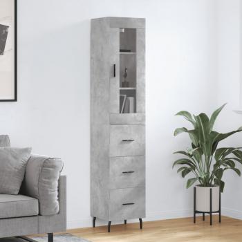 Aparador de madera contrachapada gris hormigón 34,5x34x180 cm vidaXL