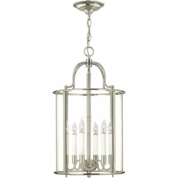 Lámpara colgante Gentry de níquel pulido 63,7 cm con 6 velas - Elstead