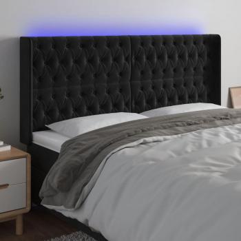 Cabecero LED de Terciopelo Negro 203x16x118/128 cm