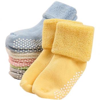 VWU Pack de 6 Pares Calcetines Bebé Unisexo Antideslizante Grueso Medias Niñito Algodón 0-1/1-3 Años