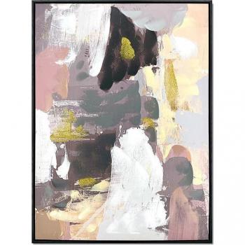 Cuadro lienzo abstracto Romimex multicolor con marco de poliestireno, dimensiones 60 x 60 x 4 cm