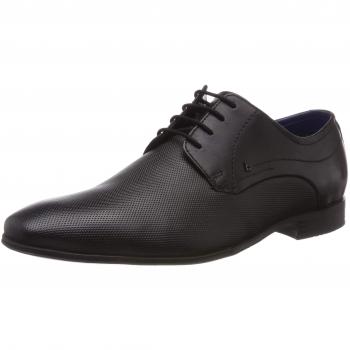Bugatti Mattia II Men's Black Leather Derby Shoes Size 46