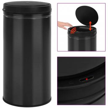 Cubo de basura automático de acero al carbono negro 70L con sensor