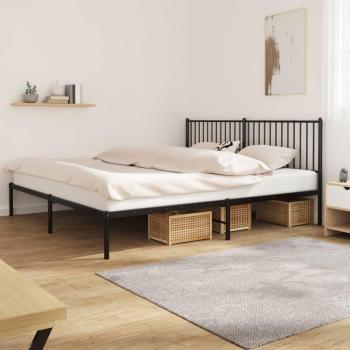 Cama con cabecero de metal negro 200x200 cm