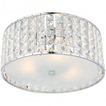 Plafón de baño Belfont, 3 luces, cromo y cristal transparente, IP44, tipo G9