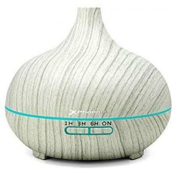 Phoenix Technologies - Humidificador Aromaterapia Ultrasónico, 400ml, LED 7 Colores, Control Remoto, Difusor de aceites Esenciales