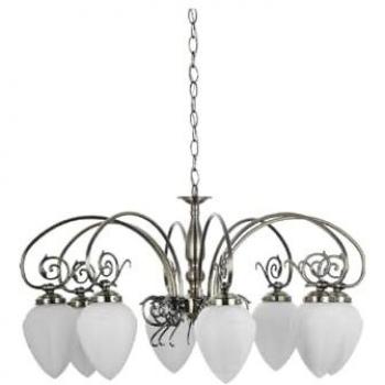 Lámpara de Suspensión Bossa EPIKASA, Metal y Vidrio en Latón Blanco, 76x76x95 cm