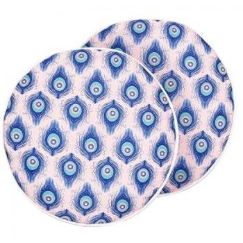 Conjunto de 2 Cojines de Jardín Redondos ⌀ 40 cm Poliéster Resistente al Agua Motivo Pavo Real Multicolor Azul y Rosa Ceriana