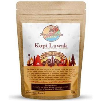 Monkey Business Coffee - Frijoles integrales de café Kopi Luwak salvaje - 250 gramos