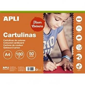 APLI 14249 - Cartulina verde fluorescente A4 170 g 50 hojas