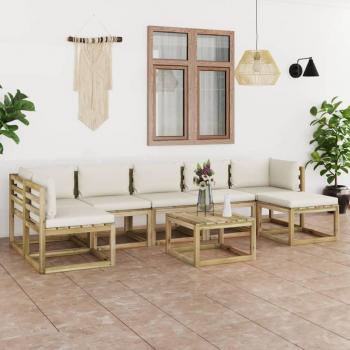 Juego de sala de estar de jardín con almohadas 8 piezas en pino impregnado