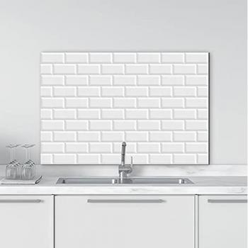 Revestimiento decorativo de aluminio efecto ladrillo blanco 48x72 cm
