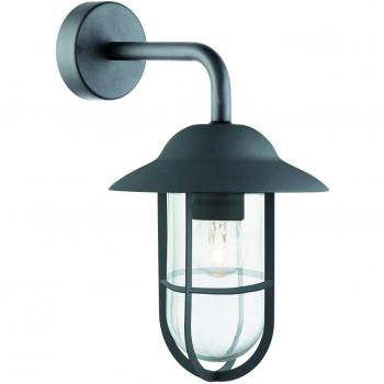 Aplique de pared exterior Genoa Negro 1 bombilla IP44 vidrio mate E27 31cm