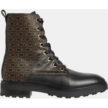 Botines de mujer Calvin Klein negros con estampado de logotipo y cierre de cordones con cremallera