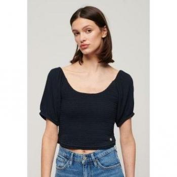 Superdry Women's Smocked Short Sleeve Top - Eclipse Navy