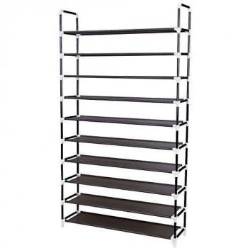 Songmics 50 Pares 10 estantes Organizador de tela para zapatos Zapatero 100 x 29 x 175 cm marrón LSR10Z