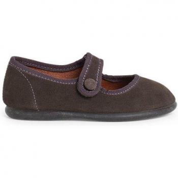 Merceditas de niña de piel serraje con cierre adherente