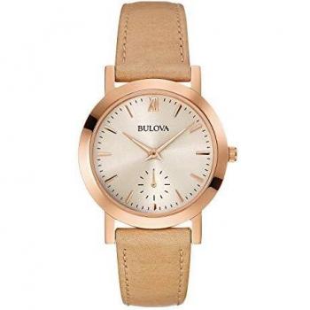 Bulova Women's Analog Quartz Watch with Leather Strap 97L146