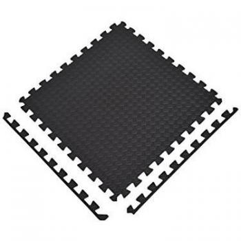 HOMCOM Esterillas Puzzle de Fitness de 6 Piezas 60x60x1,2 cm Esterilla Protectora de Suelo con Bordes de Espuma EVA de 2,16 m² para Ejercicio Gimnasio Juego Negro