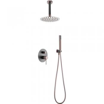 Conjunto de ducha empotrado monomando Top gris mate-champagne