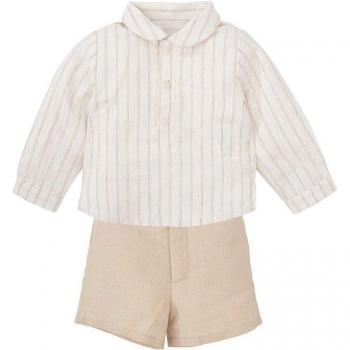 Conjunto de bebé niño a rayas en tonos suaves y frescos