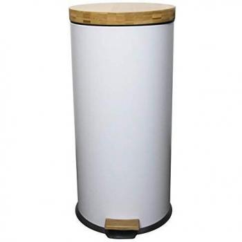 Cubo de Basura de Cocina a Pedal 30L Blanco Acero Inoxidable Forest