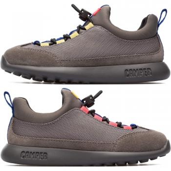 CAMPER Twins - Grey Cotton Fabric Sneakers for Kids, Size 11