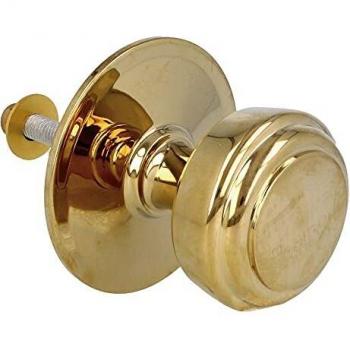 Amig - Pomo Mod 12 Dorado Redondo de Latón Macizo con Acabado PVD para Puertas Exteriores de Entrada | Diámetro Tirador Ø70 mm · Altura 68,5 mm | Fácil de Instalar Incluye Tuerca de Fijación