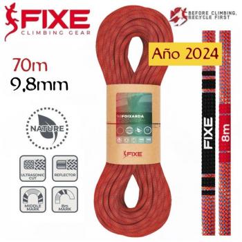 Cuerda simple Fixe Climbing Gear Foixarda 9.8 mm Nature Classic (Roja) - 70m