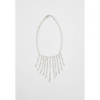 Grey Rhinestone Cascade Necklace OS