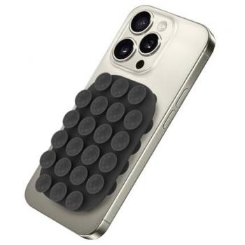 Soporte Ventosa Rectangular para Smartphone con 22 Ventosas de Silicona - Color Negro, 9 x 6 cm