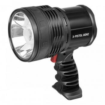 Lámpara de búsqueda LED MacTronic X-Pistol GEN2, 1500 lúmenes, enfoque ajustable, alcance máximo de 530 metros, impermeable IPX6