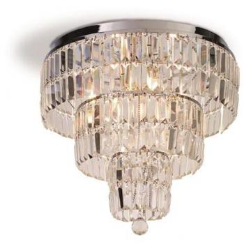 Plafoniera de baño Orion IP44 Ø 50 cm y Plafón Empire de 6 luces en cromo y cristal transparente, IP44