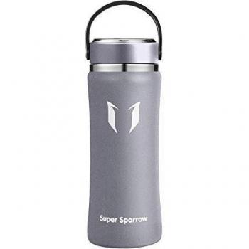 Super Sparrow Botella de Agua Acero Inoxidable - 500ml, Boca Ancha Termo, Sin BPA Free, Botellas Termica Reutilizable Frascos Térmicos para Niños & Adultos, Deporte, Oficina, Yoga, Ciclismo