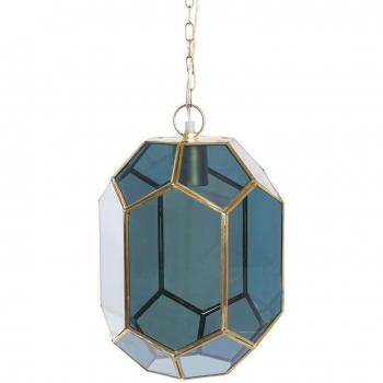 Lámpara de Techo DKD Home Decor Cristal Azul Dorado Latón 50 W (22 x 23 x 29 cm)