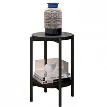 Mesa auxiliar redonda Providence 179, negro brillante, aglomerado laminado, diámetro 45cm, altura 61cm