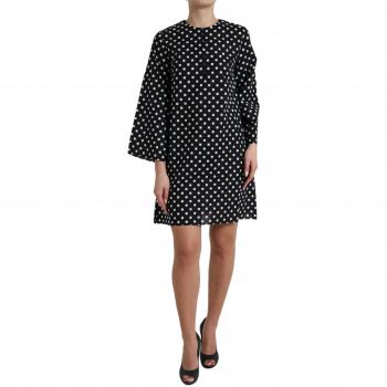 Dolce & Gabbana Black White Polka Dot Nylon Shift Mini Dress - IT40|S