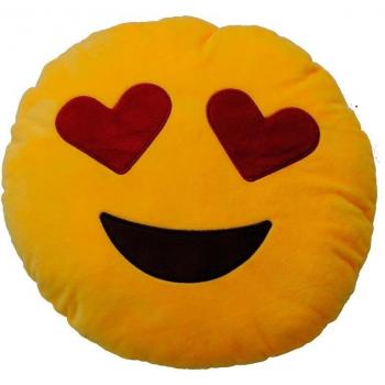 Emoticonworld Ojos Corazones - Cojín emoticono, 25 cm