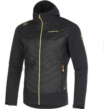 Sudadera con capucha híbrida La Sportiva Kap negra y amarilla mate
