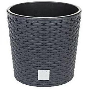 Prosperplast Maceta Redonda 4,7 litros Rato con cubilete para Plantar en Color Antracita 20 x 20 x 19 cm, 20 cm