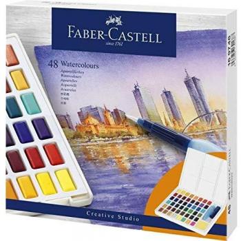 Faber-Castell Creative Studio Acuarelas en Pastilla, Estuche de 48 Colores Surtidos