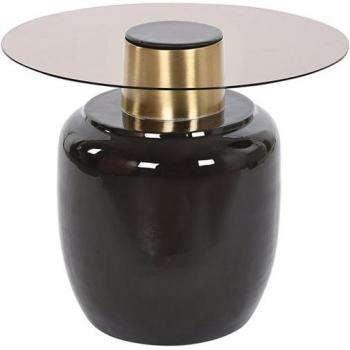 Mesa auxiliar elegante de metal y cristal para decoración del hogar