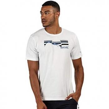 Regatta Breezed-Camiseta Deportiva Estampada De Algodón Y Manga Corta T-Shirts/Polos/Vests, Hombre, White, XXL