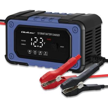 Cargador de batería Qoltec 52483 con función de reparación, microprocesador inteligente, 12V, 6A, LED, 4 modos
