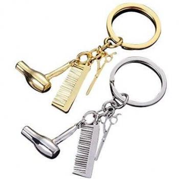 Vosarea 2PCS Secador de Cabello de peluquería de Moda, Tijera, Peine, Llavero/Collar de Colgante de Encanto - Dueño de salón, Estilista de Regalos